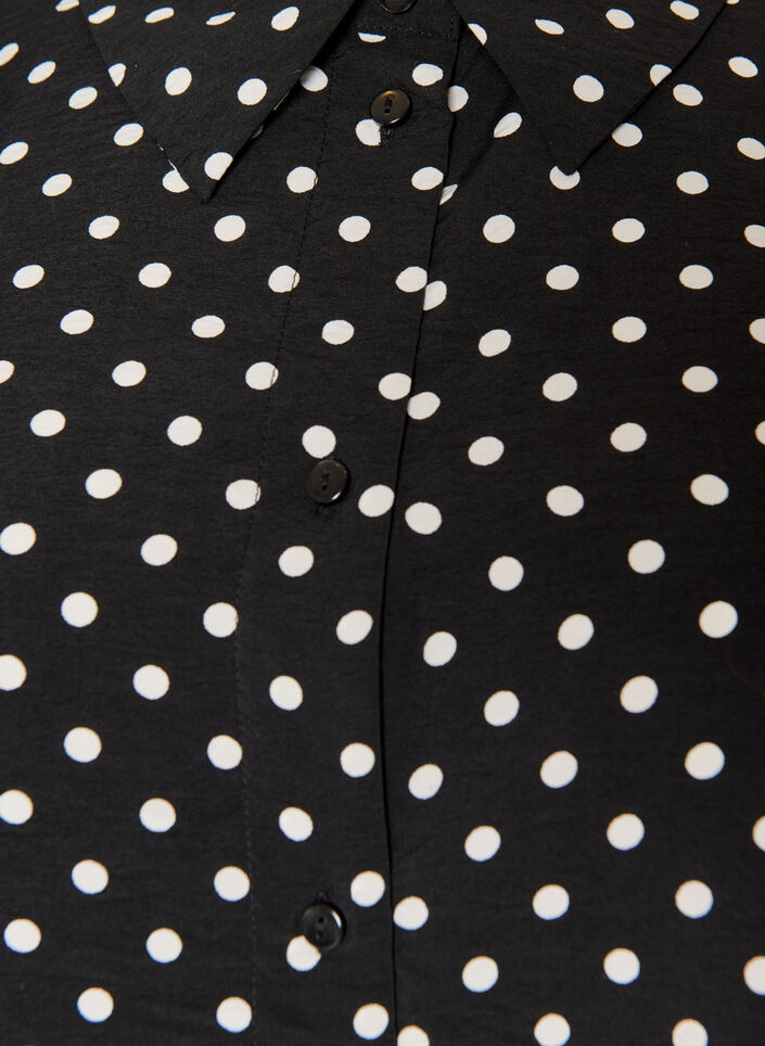 Shirt met stippenpatroon en 3/4-mouwen, Zwart, Packshot image number 2