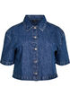 Denimjas met korte mouwen en knoopsluiting, Blauw, Packshot image number 0