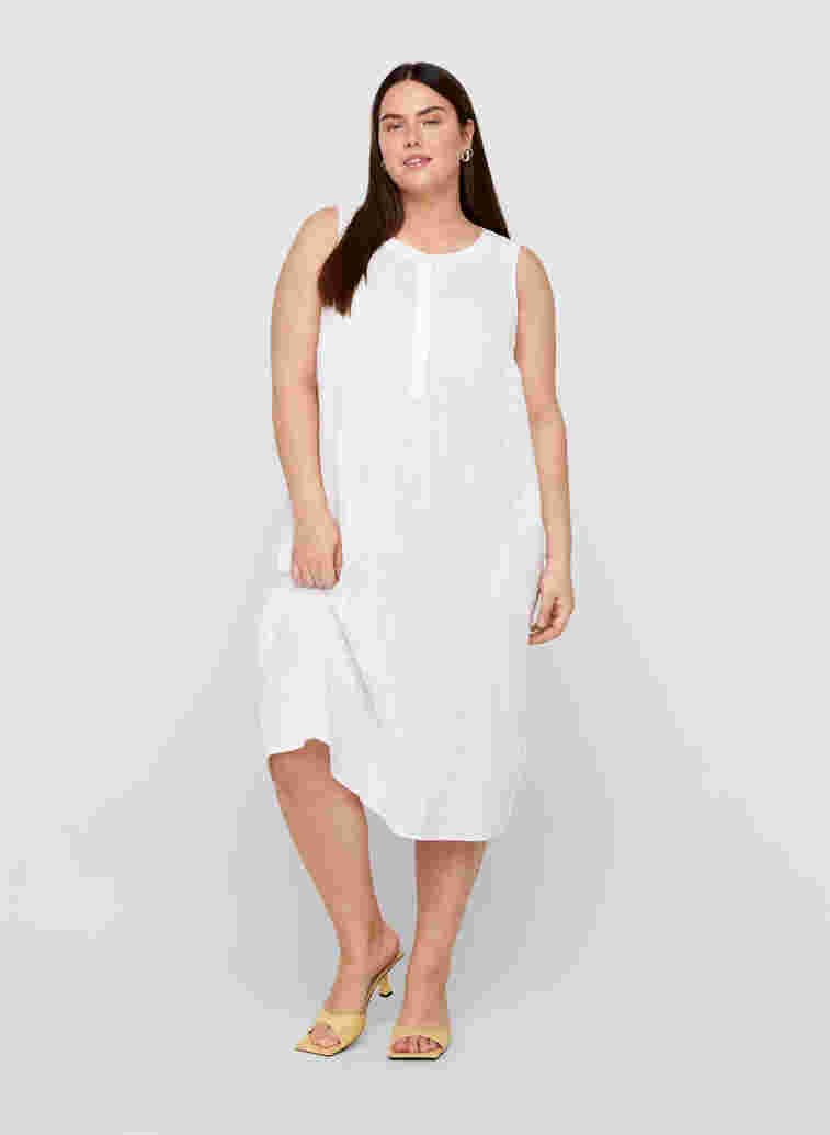 Mouwloze jurk in katoen, White, Model image number 2