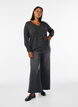 Jersey blouse met V-hals en lange mouwen, Zwart, Model image number 1