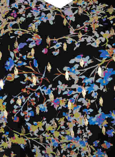 Bloemenblouse met lange mouwen en v-hals, Black/Vibrant Flower, Packshot image number 2