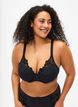 Gewatteerde beugelbeha met borduursel, Zwart, Model image number 0