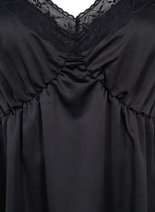 Pyjama jurk met kant en split, Black, Packshot image number 2