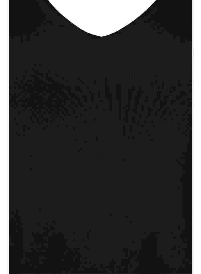 Nauwsluitende mesh top met v-hals, Black, Packshot image number 2
