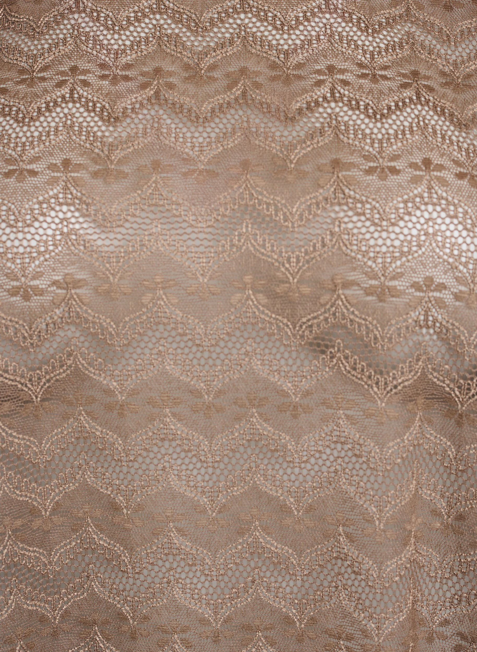 Zizzi Kantblouse met korte mouwen en gegolfde zoom, Bruin, Packshot image number 2