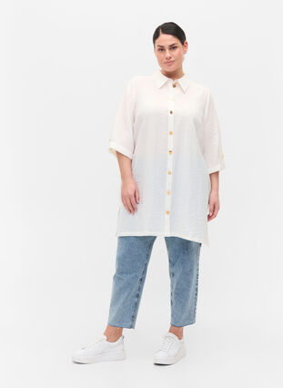 Lange blouse met 3/4 mouwen, Bright White, Model image number 2