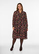 Jurk met all-overprint en een rucheslaag, Zwart, Model image number 0