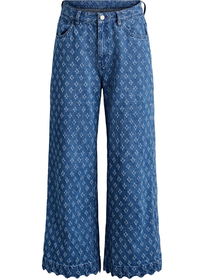 Myra jeans met wide fit en distressed patroon, Blauw, Packshot image number 0