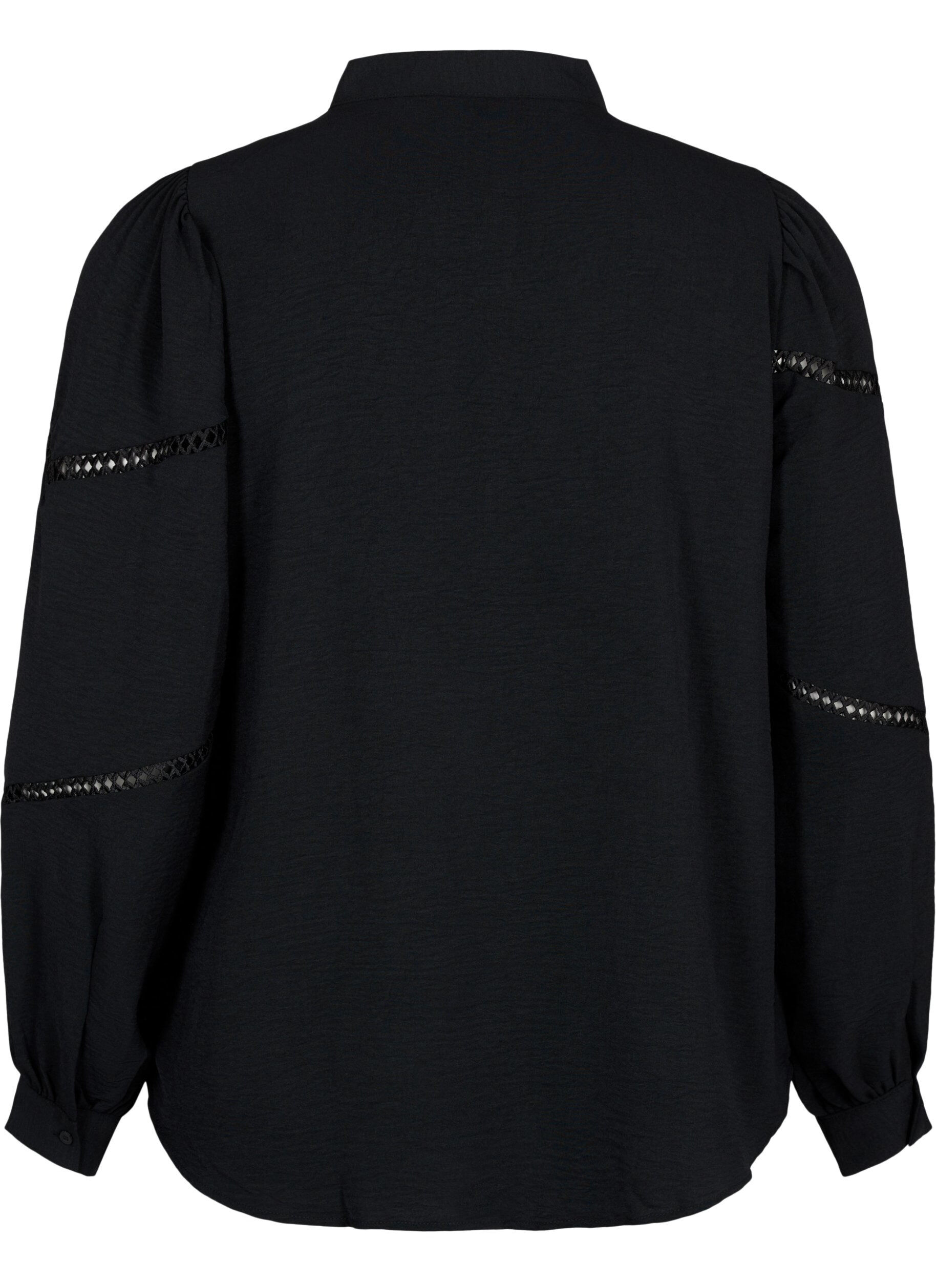 Zizzi Overhemdblouse met gehaakte details, Black, Packshot image number 1
