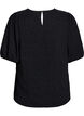 Gestructureerde blouse met korte mouwen, Zwart, Packshot image number 1