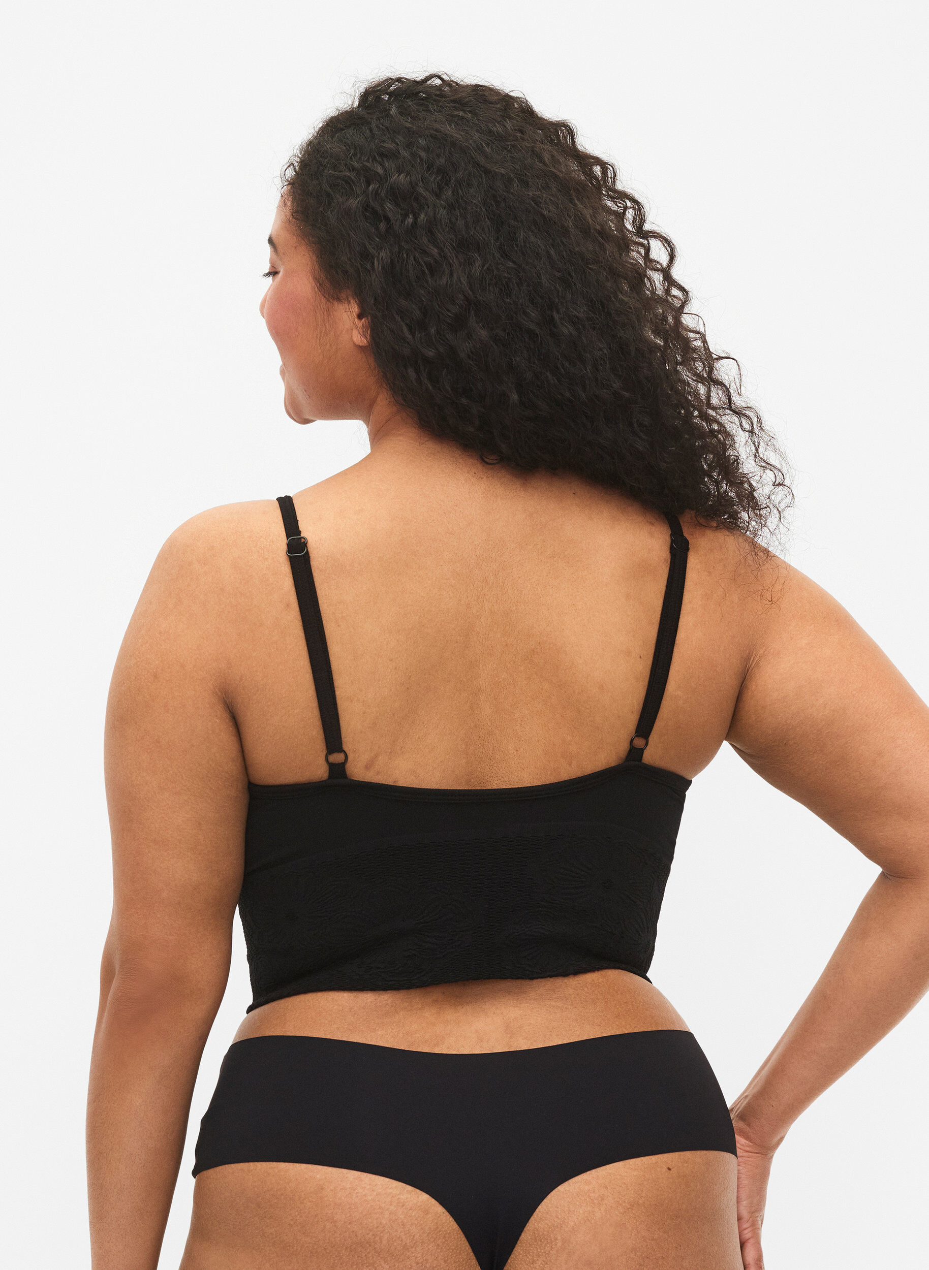Zizzi Seamless bh top, Black, Model image number 1