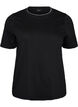 Katoenen T-shirt met golvende contrasterende randen, Zwart, Packshot image number 0