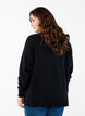 Gebreide blouse met ronde hals en gebreid patroon, Zwart, Model image number 2