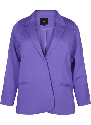 Basic blazer met knoop en sierzakken, Ultra Violet, Packshot image number 0