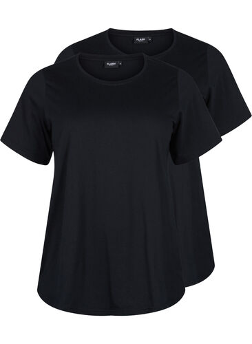 FLASH - 2-pack T-shirts met ronde hals, Black/Black, Packshot image number 0