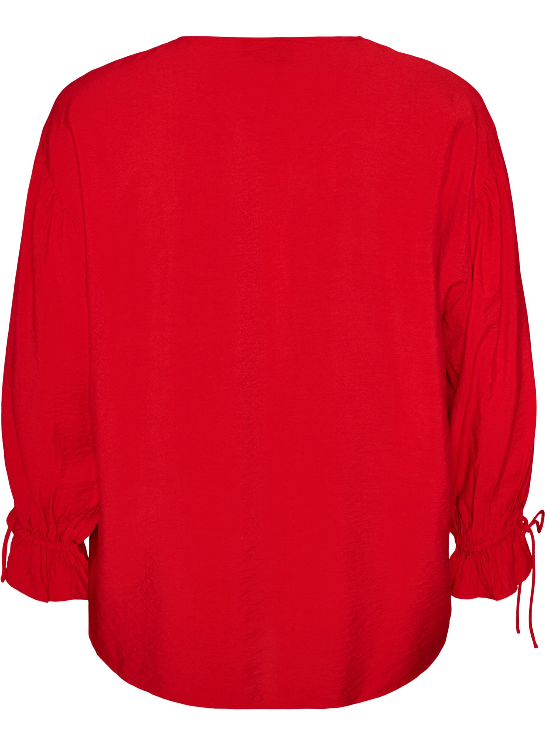 ZizziViscose blouse met strikjes en ruches, Rood, Packshot image number 1
