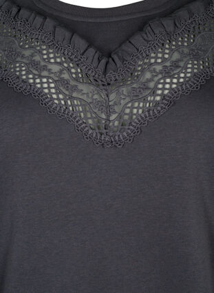 Sweatshirt met ruches en gehaakt detail, Dark Grey, Packshot image number 2