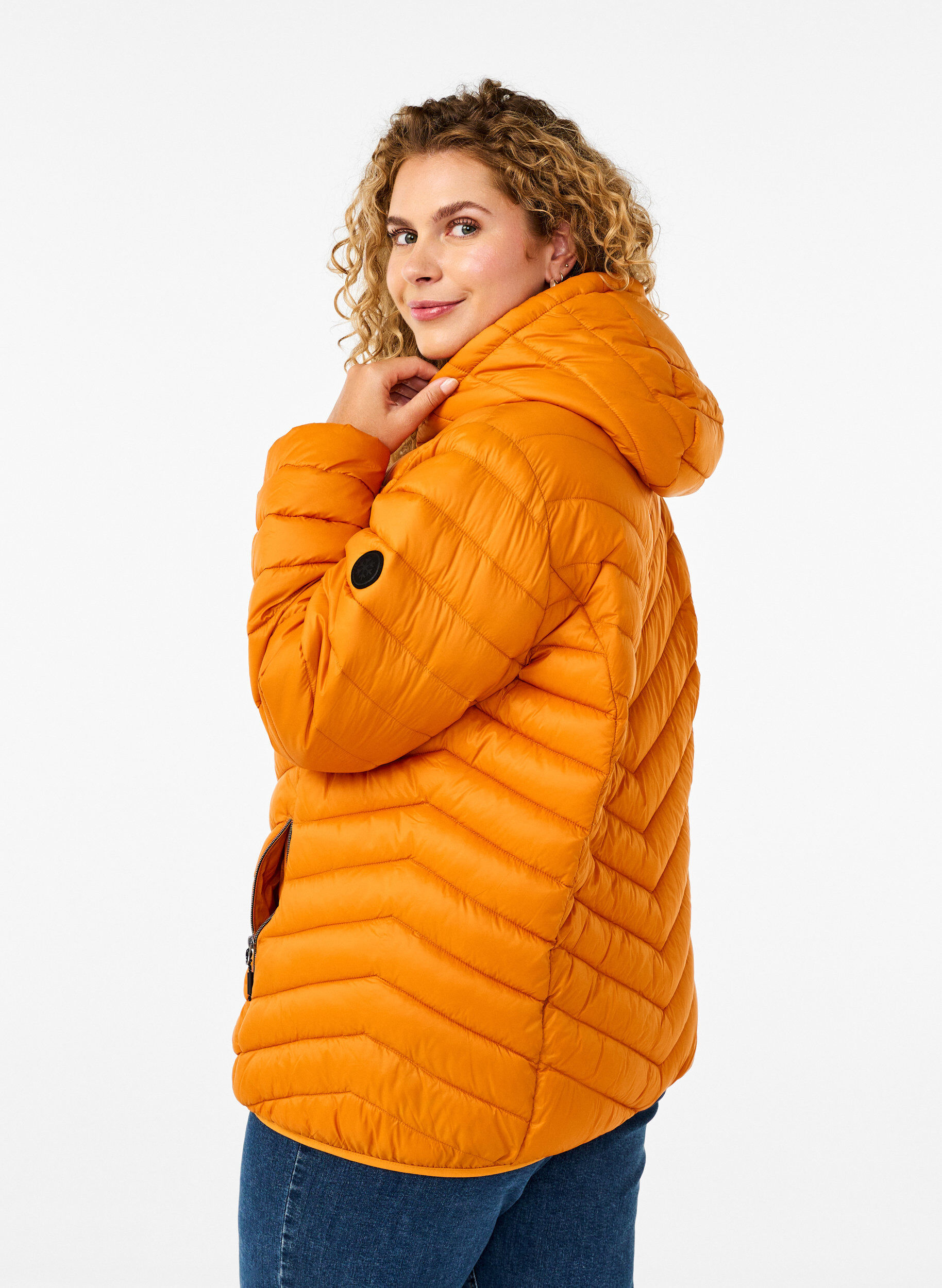 ZizziLichtgewicht jas met capuchon, Oranje, Model image number 2