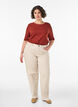 Geribde jersey blouse met korte mouwen, Rood, Model image number 1
