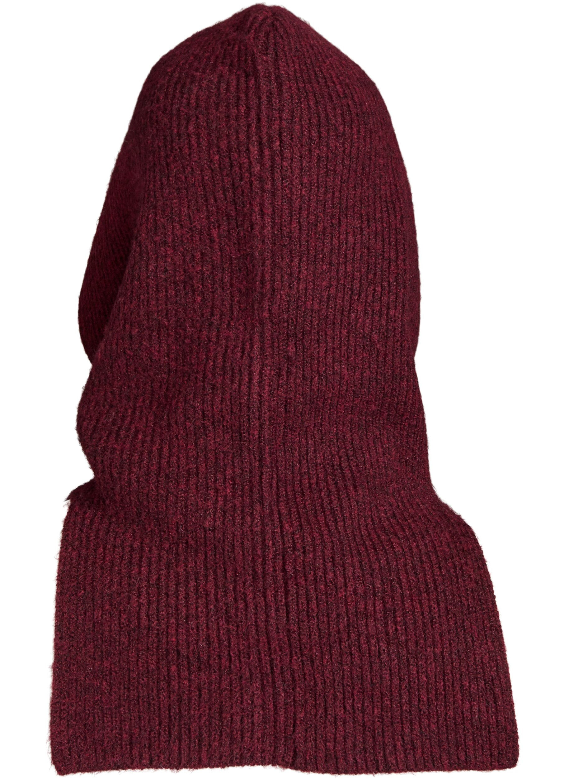 Zizzi Gebreide balaclava met trekkoordjes, Donker Bordeaux, Packshot image number 1
