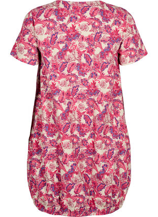 Bedrukte katoenen jurk met korte mouw, Raspberry S. Paisley, Packshot image number 1