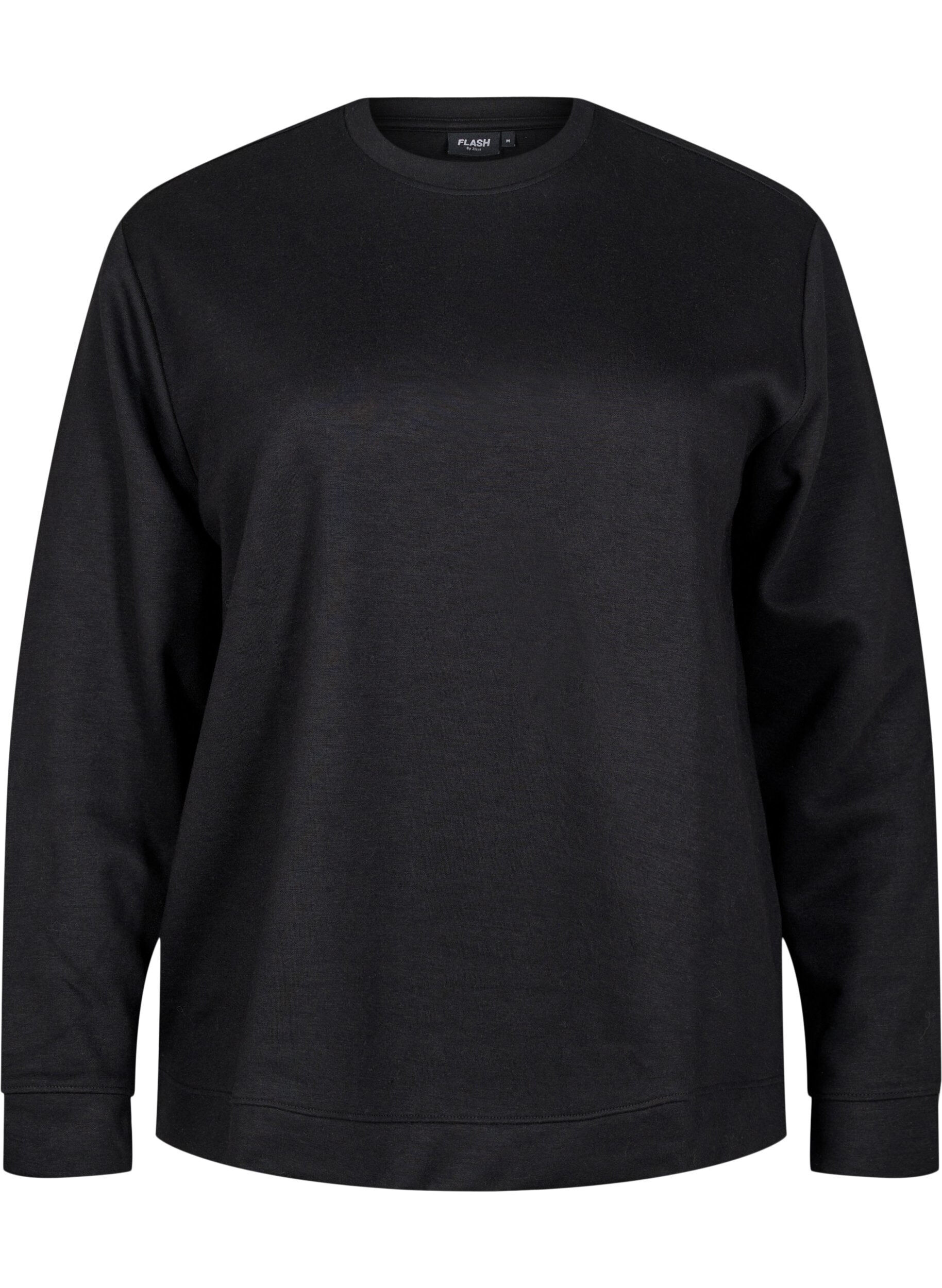 Zizzi Sweatshirt met ronde hals, Zwart, Packshot image number 0