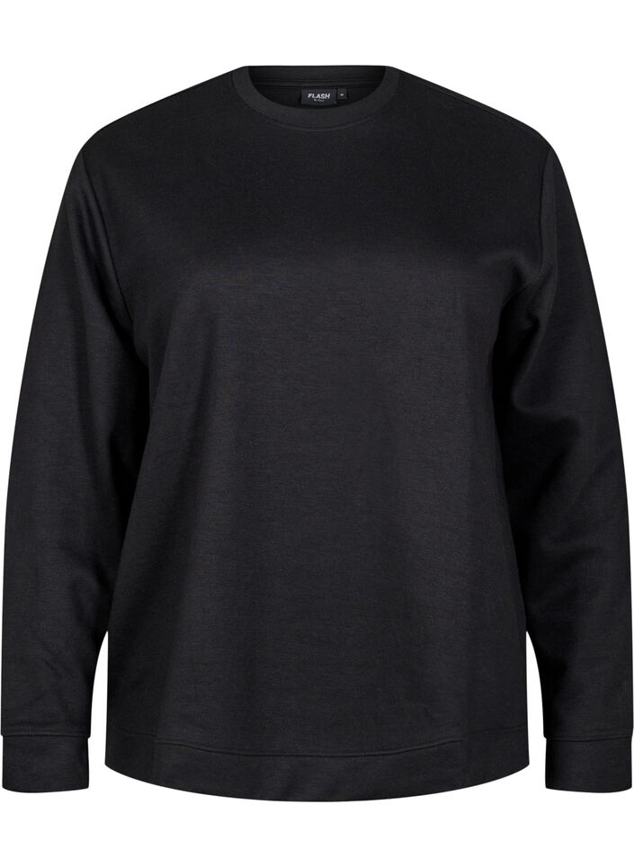 Sweatshirt met ronde hals, Zwart, Packshot image number 0