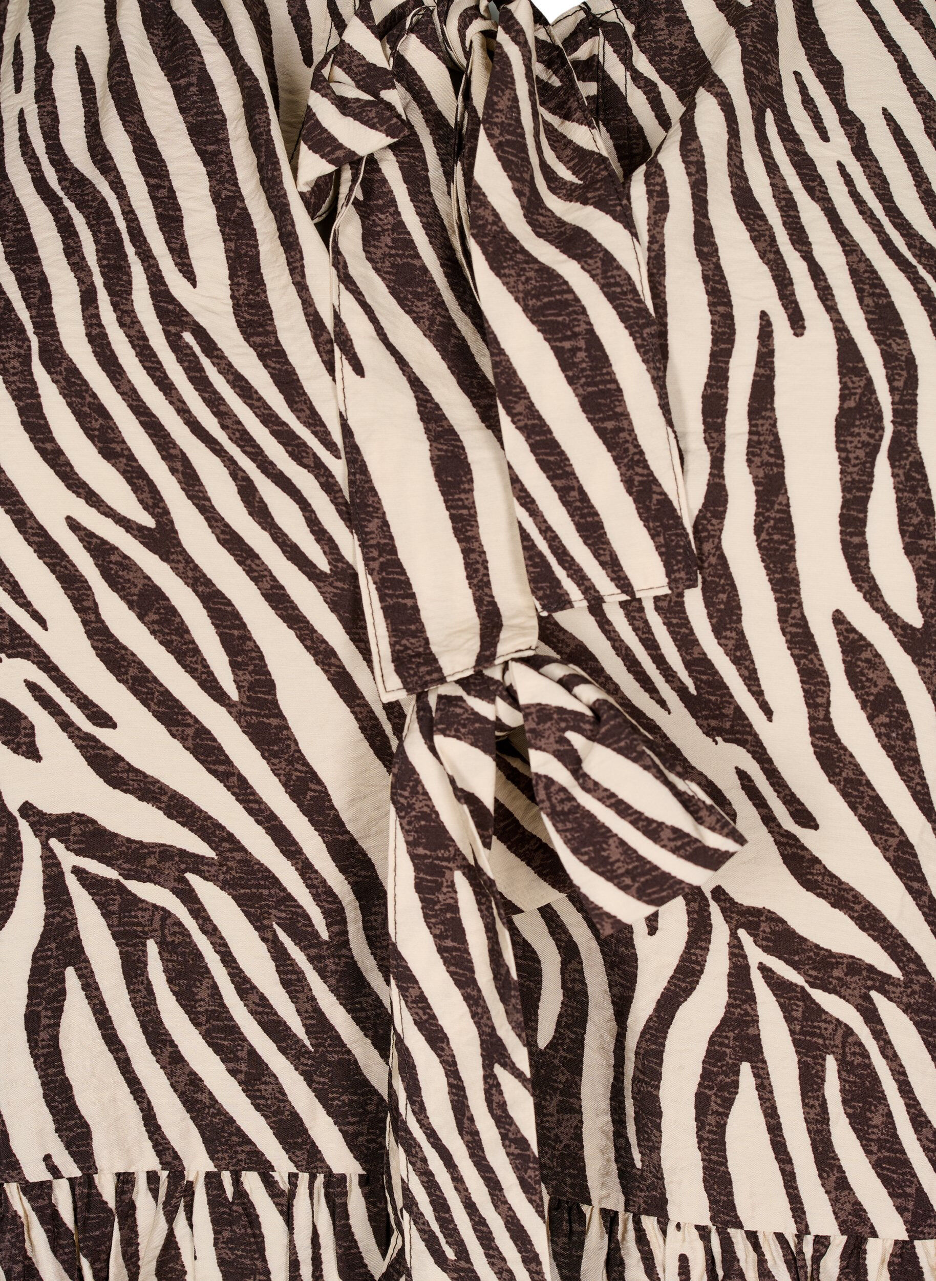 Zizzi Peplum blouse met strik en zebraprint, Bruin, Packshot image number 3