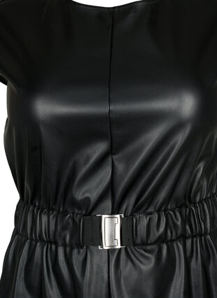 Korte jurk in lederlook, Black, Packshot image number 2