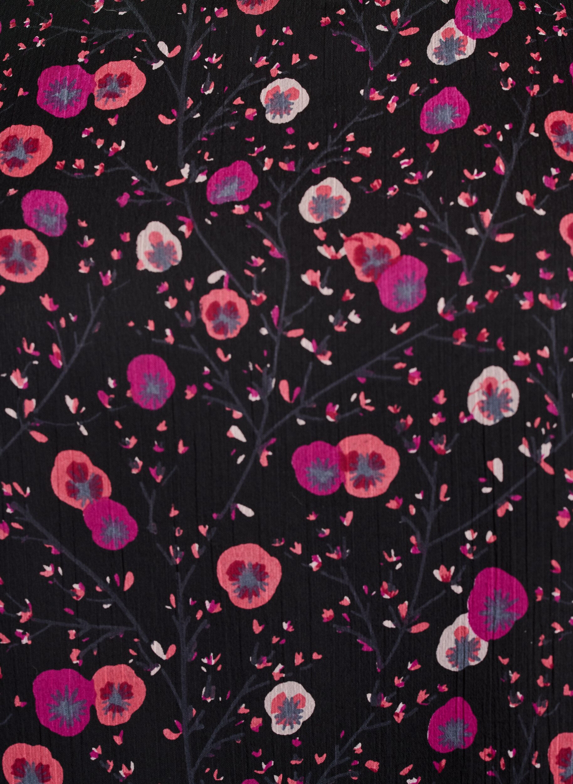 Zizzi Chiffon blouse met bloemenprint en sheer mouwen, Zwart, Packshot image number 2