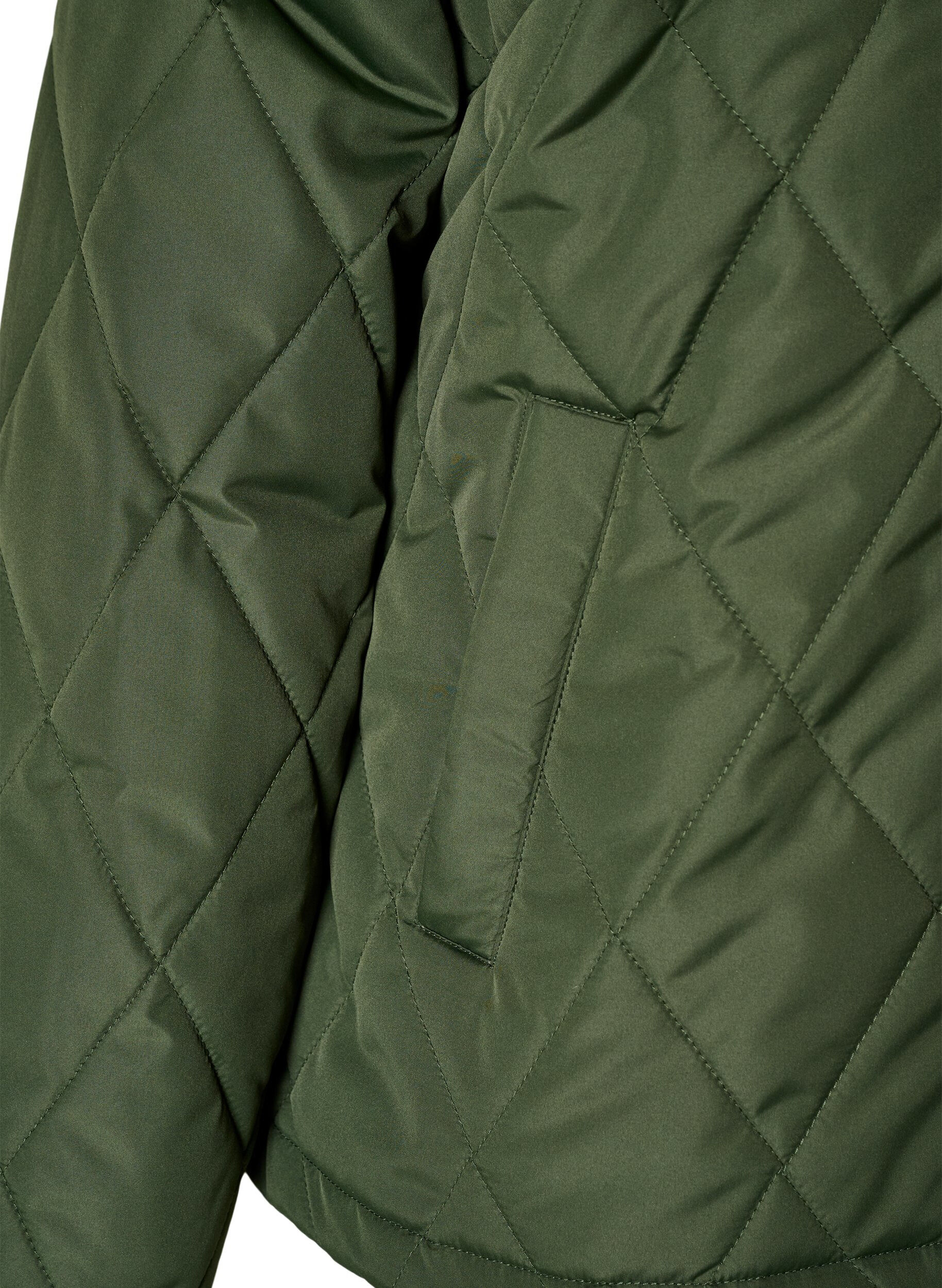 ZizziLicht gewatteerd jack met diamant-quilt, Groen, Packshot image number 3