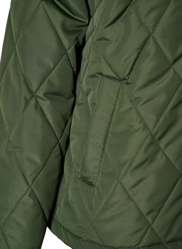 Licht gewatteerd jack met diamant-quilt, Groen, Packshot image number 3