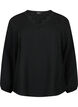 Blouse met V-hals en kanten randje, Black, Packshot image number 0