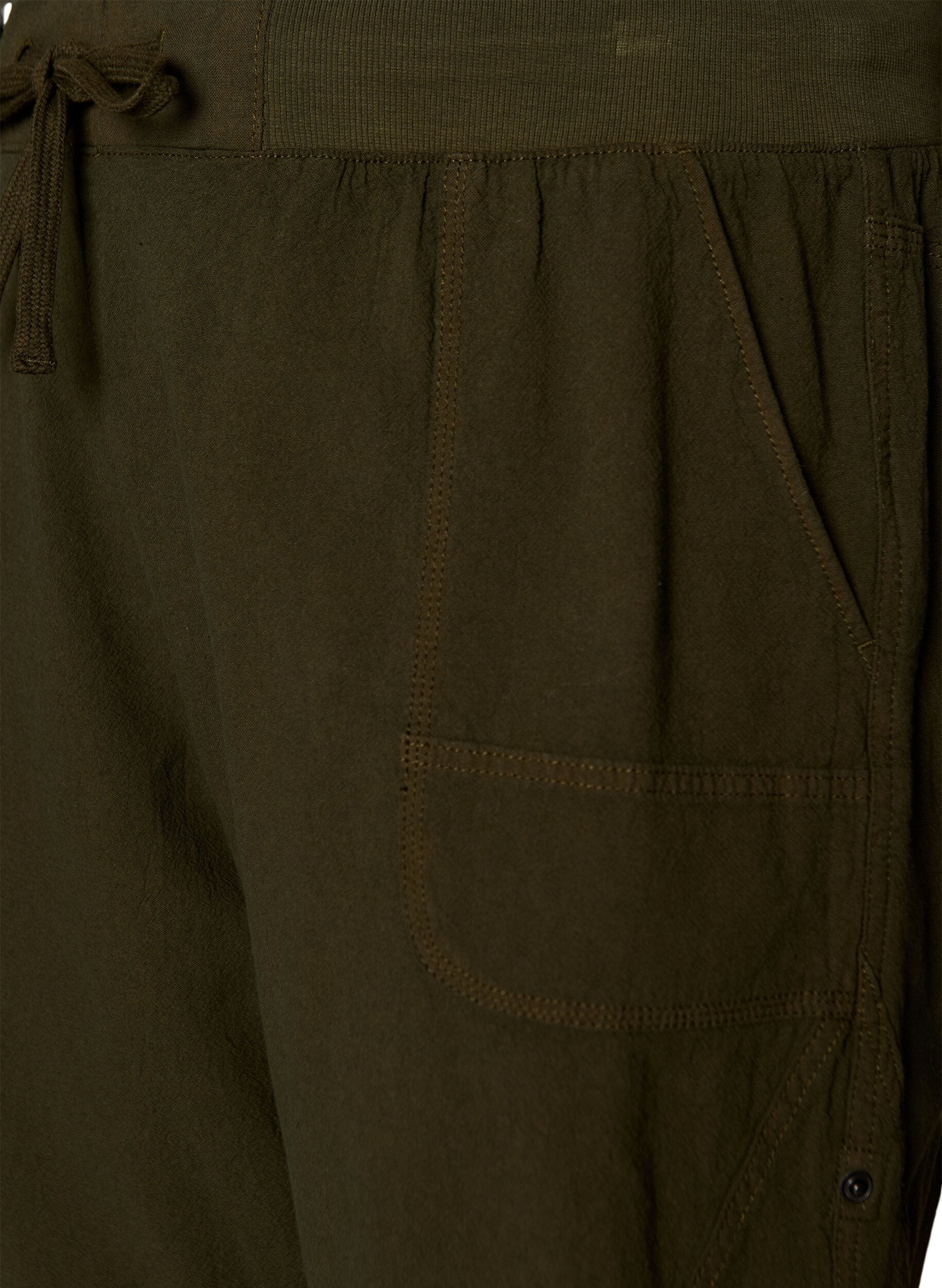 ZizziLosse katoenen short met zakken, Groen, Packshot image number 2