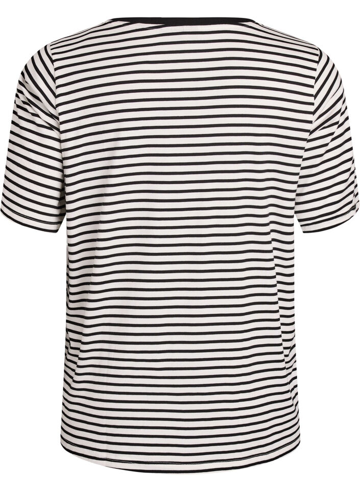 T-shirt met TENCEL&trade; Lyocell en strepen, Wit, Packshot image number 1