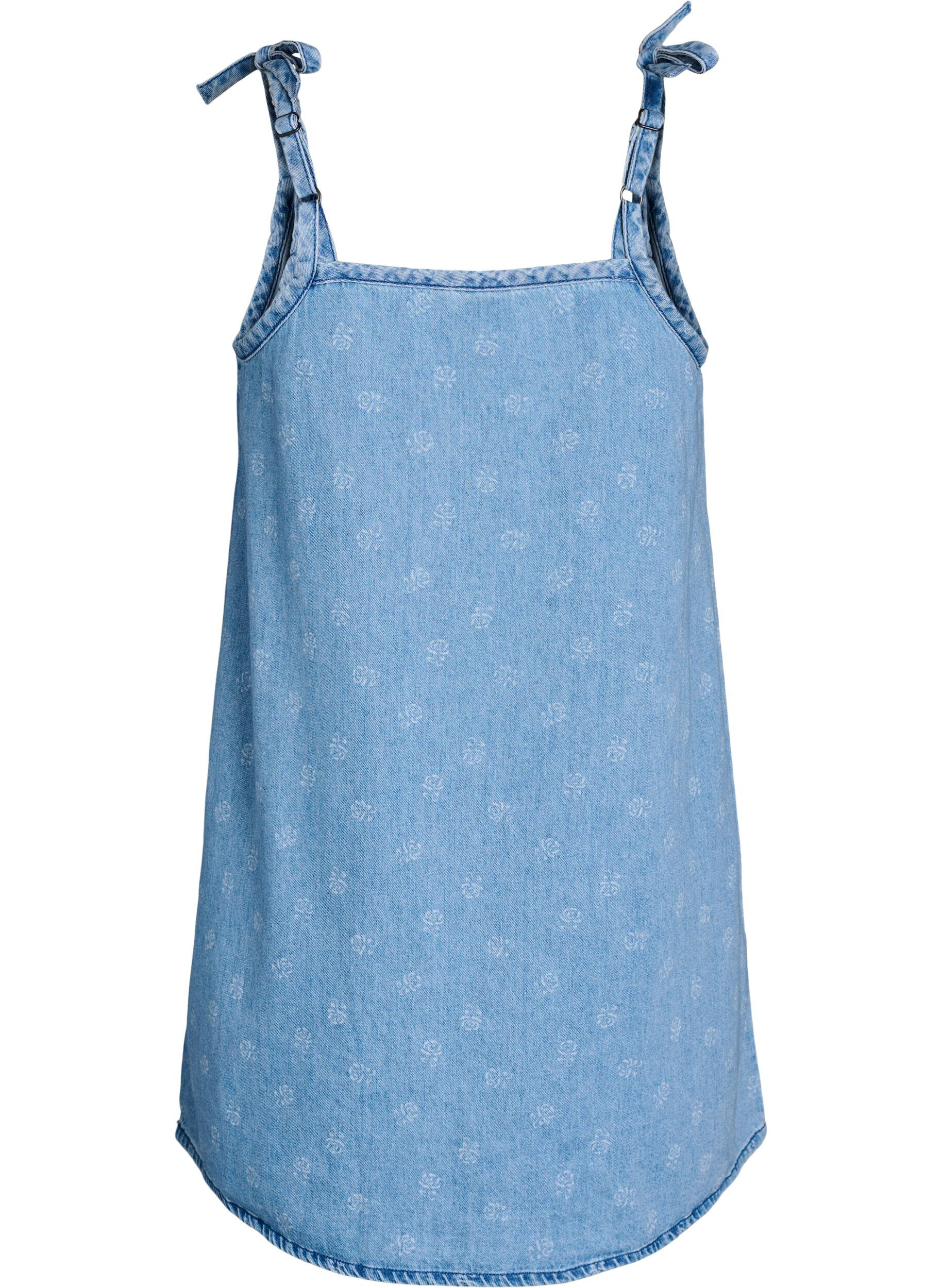 Zizzi Korte denimjurk met verstelbare banden, LBD w. Flower, Packshot image number 1