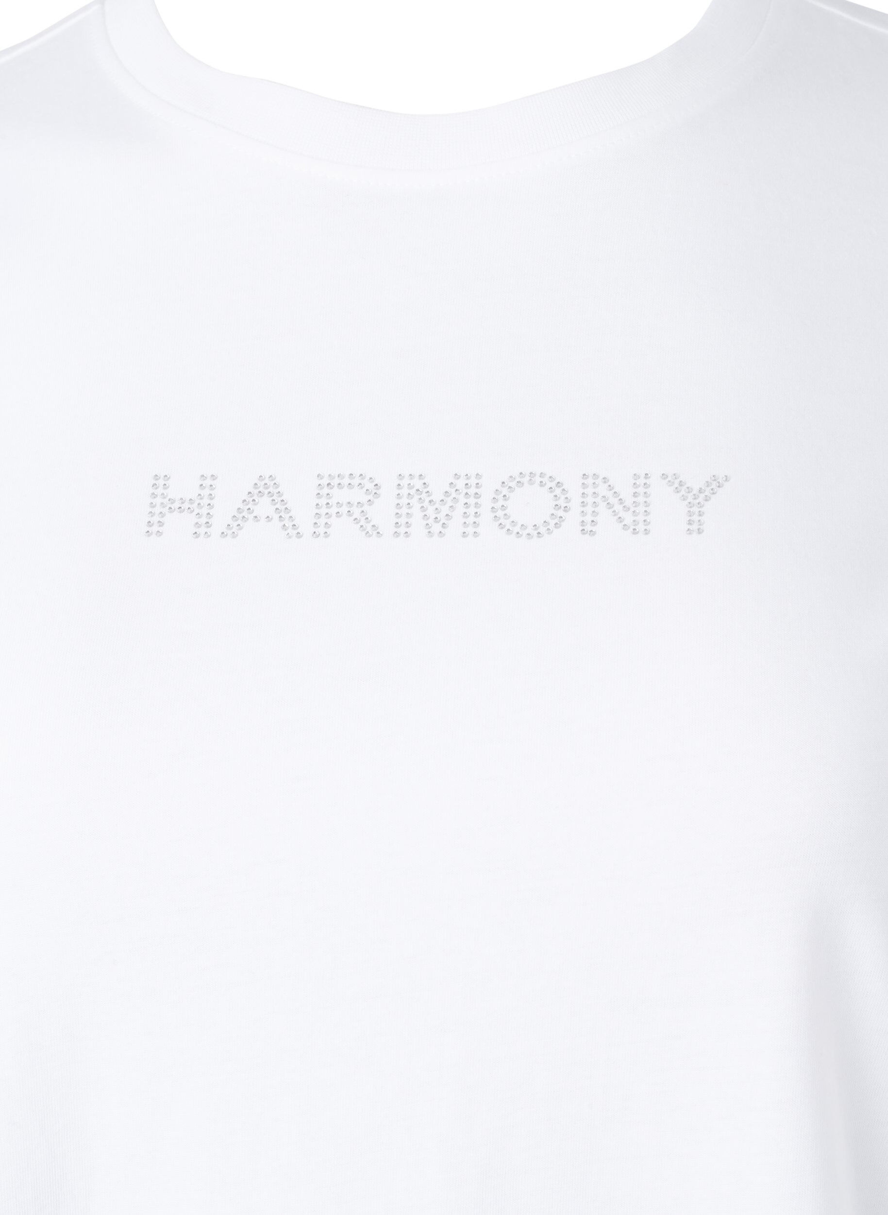 Zizzi T-shirt van biologisch katoen met tekst, White HARMONY, Packshot image number 2