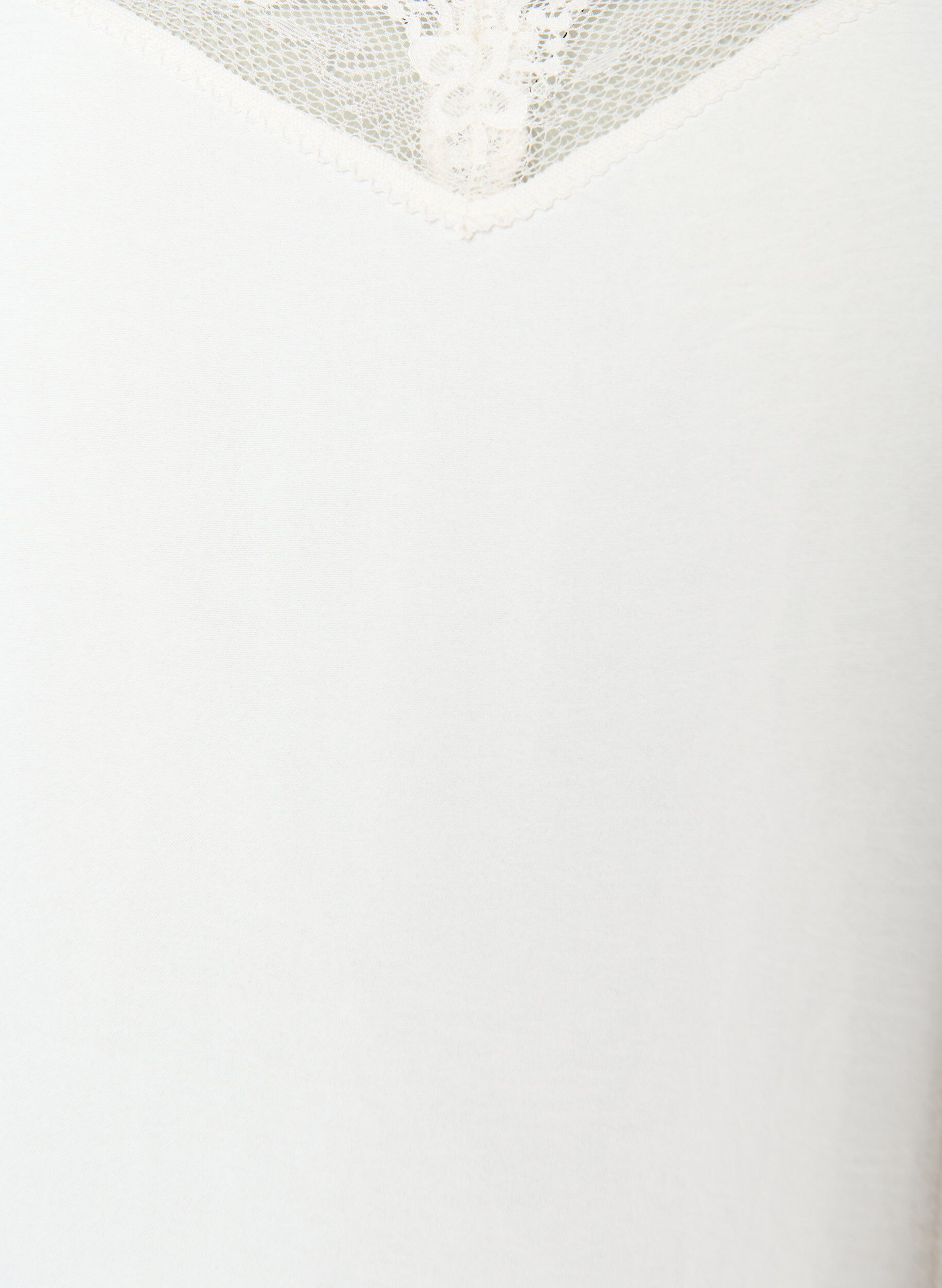 Zizzi Cami top met V-hals en kanten rand, Vanille, Packshot image number 2