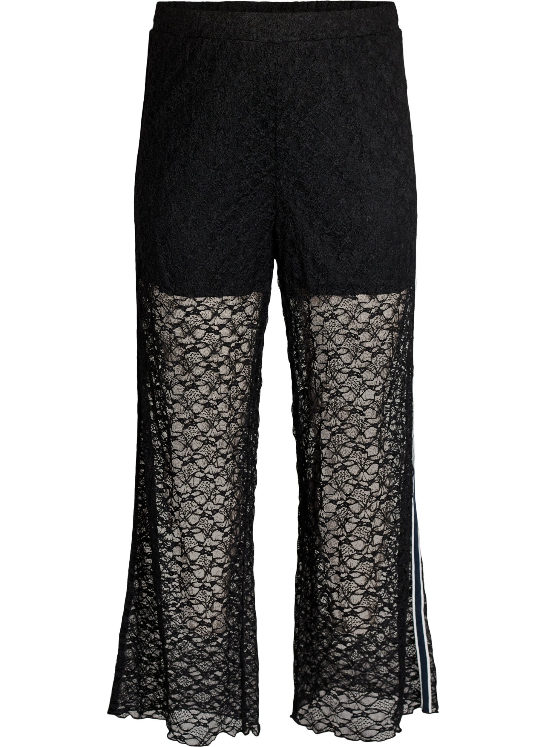 ZizziTransparante wijde kanten broek, Zwart, Packshot image number 0