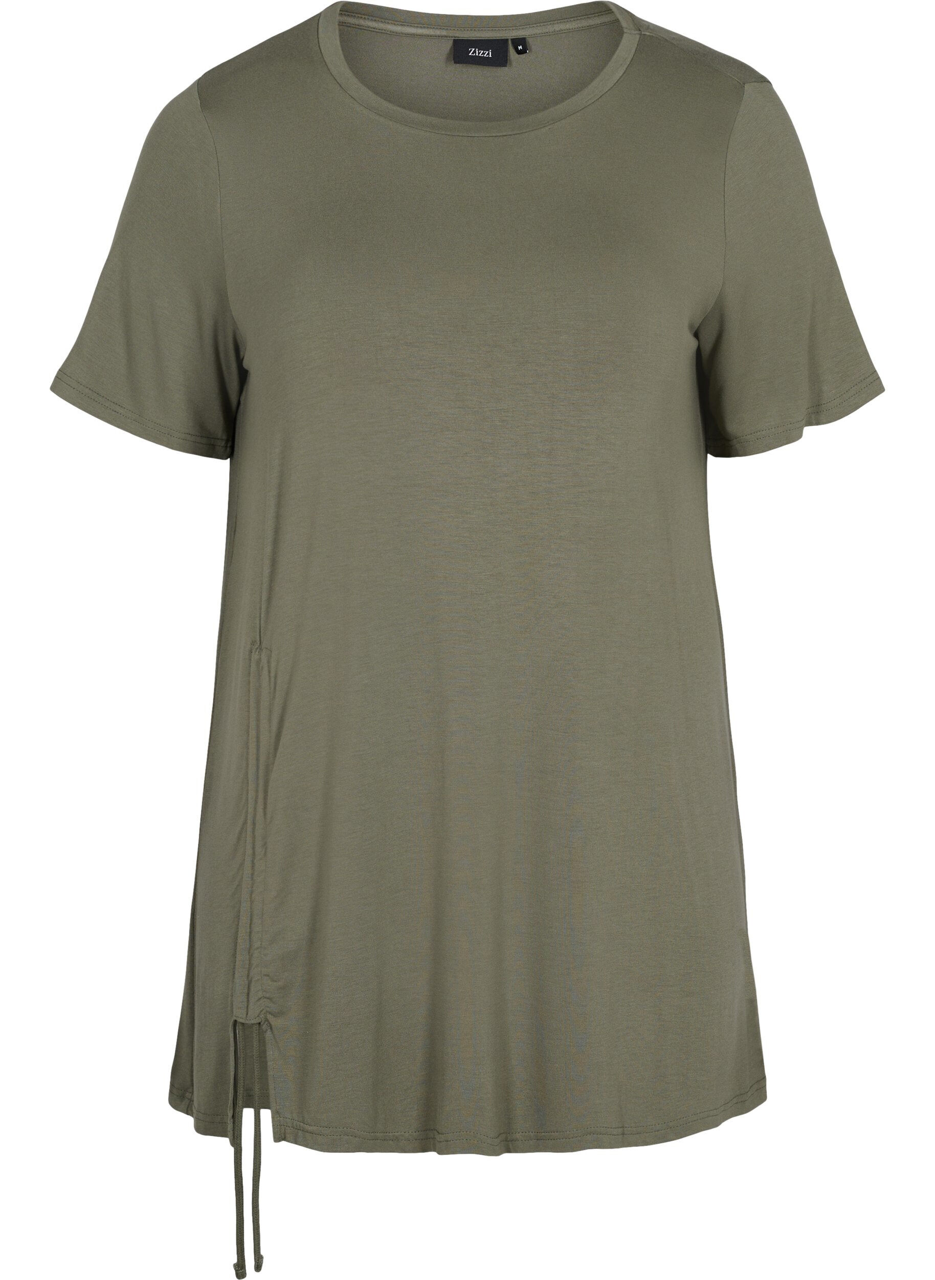 Zizzi Viscose tuniek met koord details, Dusty Olive, Packshot image number 0