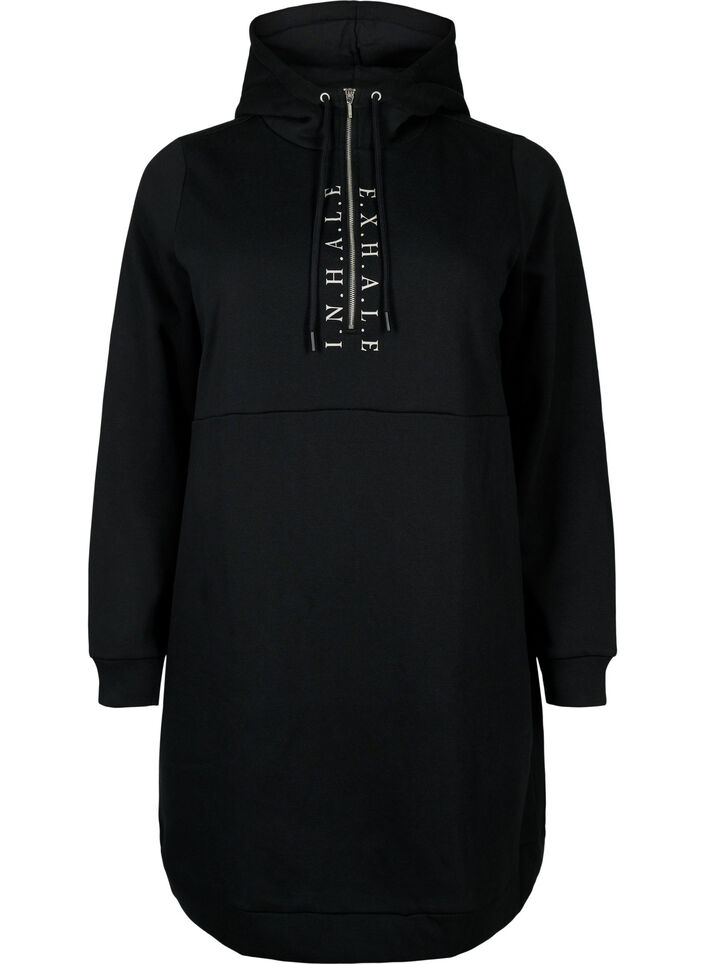 Sportieve sweatshirtjurk met capuchon, Black/Grey, Packshot image number 0