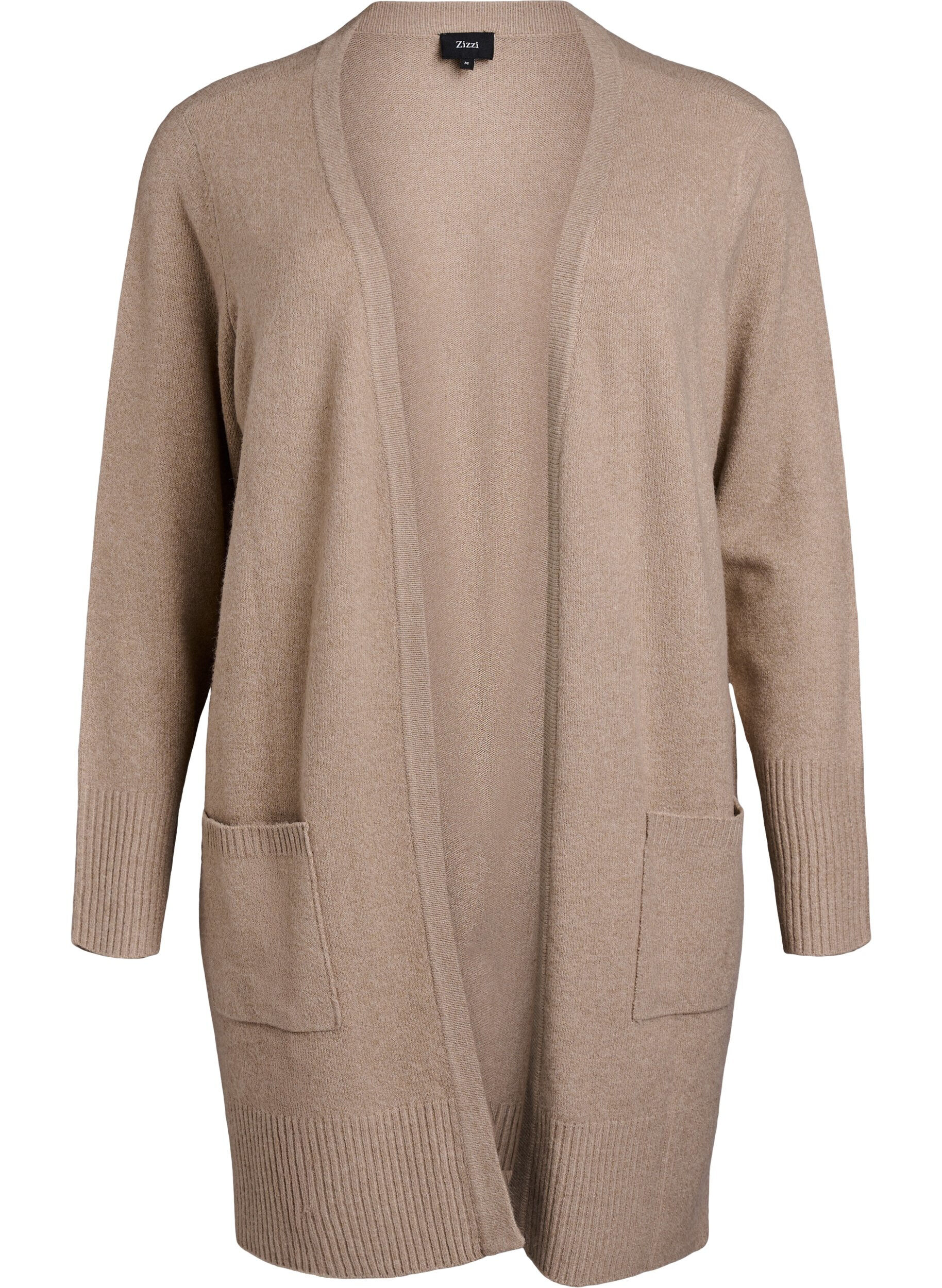 ZizziGeribd gebreid vest met zakken, Beige, Packshot image number 0