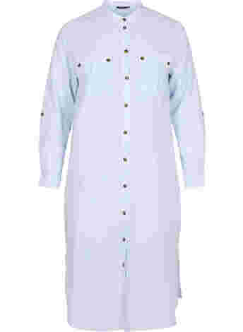 Lange gestreepte blouse jurk in katoen
