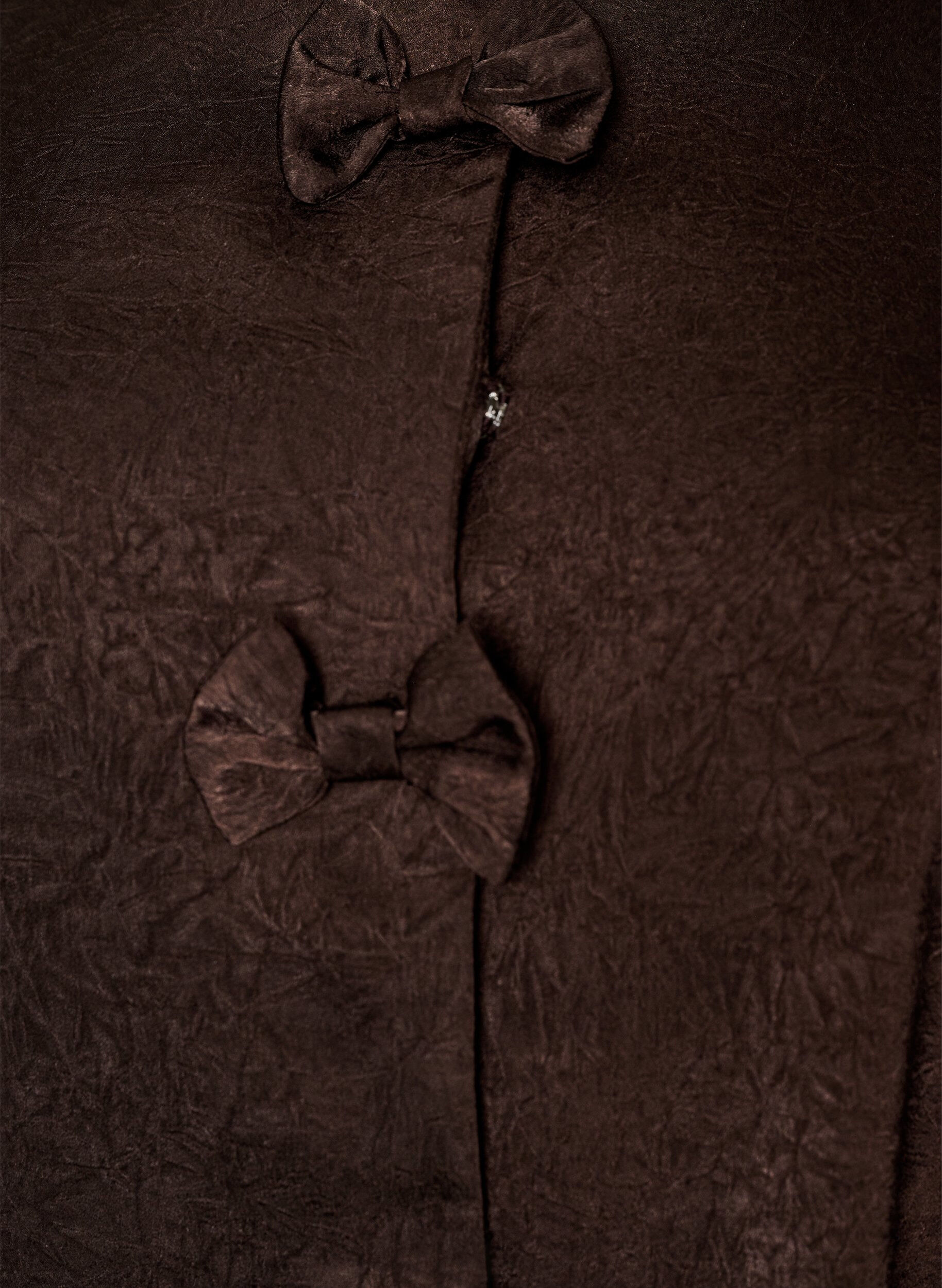 ZizziSatijnen blouse met strikjes en ellebooglange mouwen, Bruin, Packshot image number 2