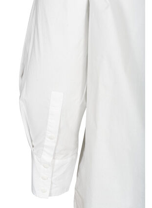 Lange katoenen blouse met borstzakje, Bright White, Packshot image number 3