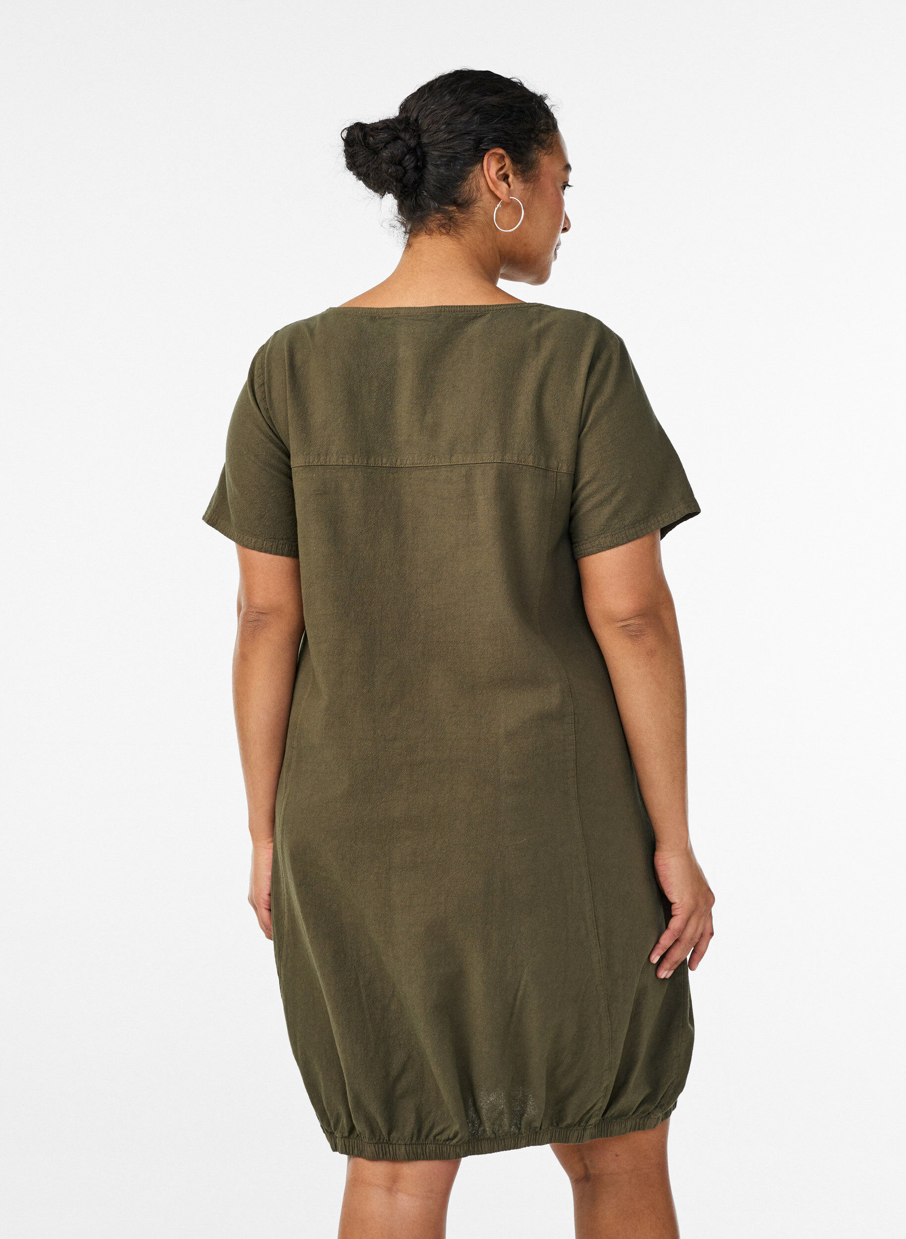 Zizzi Katoenen jurk met korte mouwen, Groen, Model image number 2