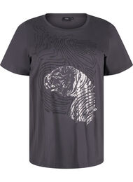 Katoenen T-shirt met opdruk, Asphalt w. Tiger