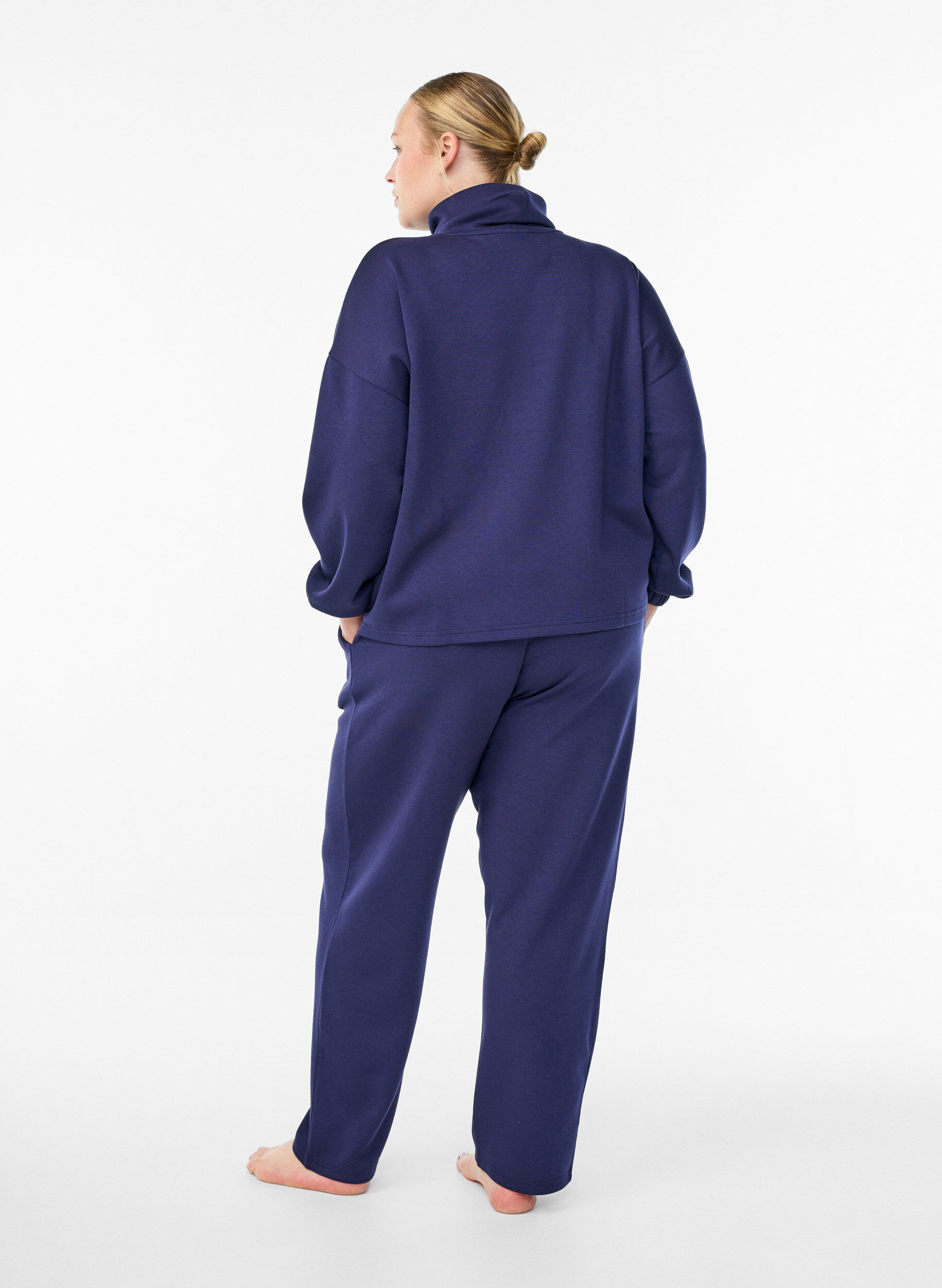 Zizzi Losse broek van modalmix, Blauw, Model image number 1