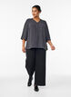 Shirtblouse met V-hals en 3/4 mouwen, Grijs, Model image number 1