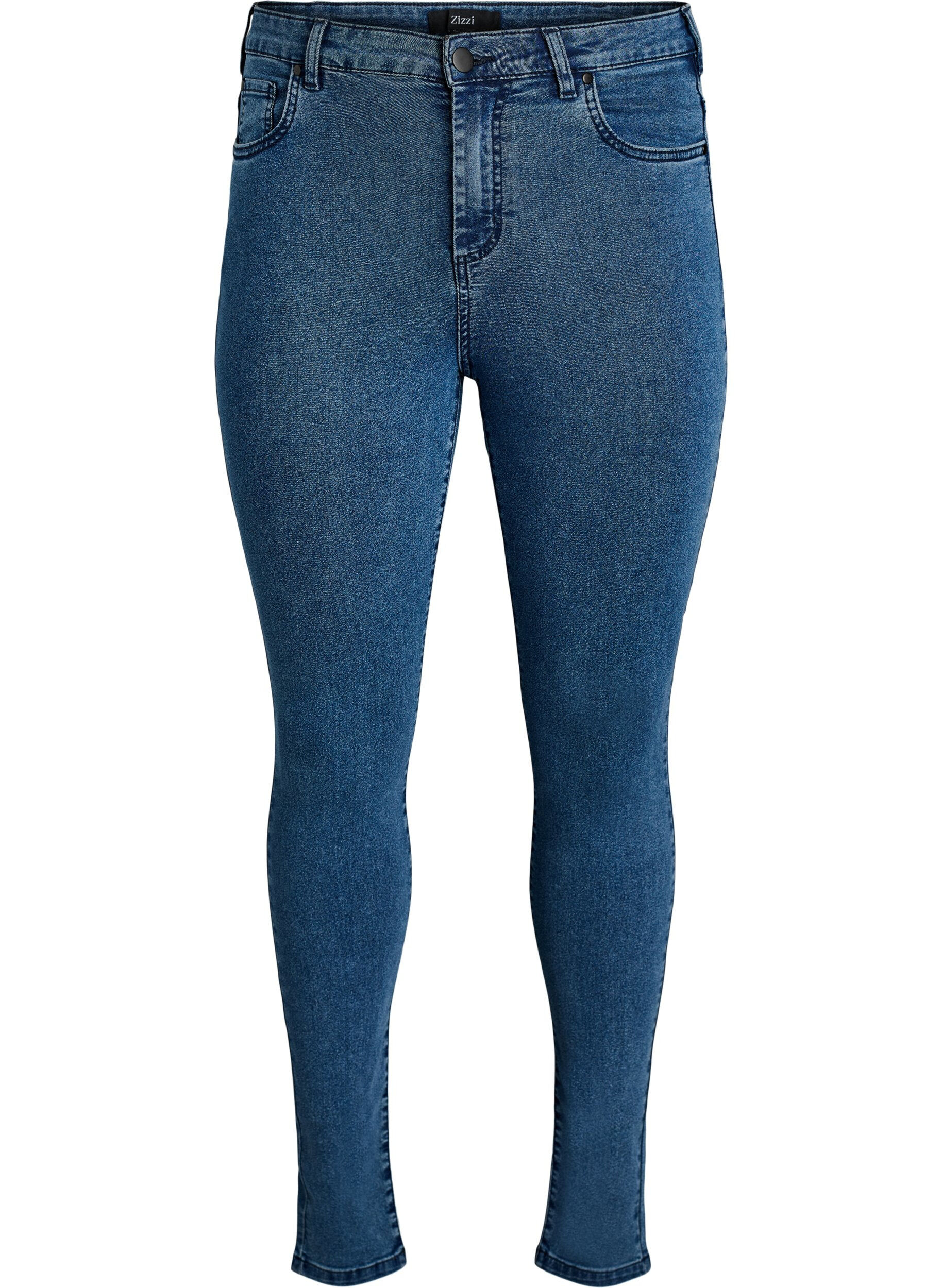 Zizzi Amy super slim fit jeans met hoge taille, Blauw, Packshot image number 0